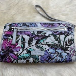 Vera Bradley Quilted Wallet / Wristlet Floral Print Grey
